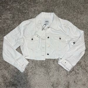 Cropped Zara White Denim Jacket